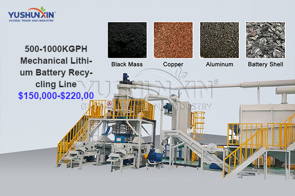 500-1000kgph mechanical lithium battery recycling plant cost